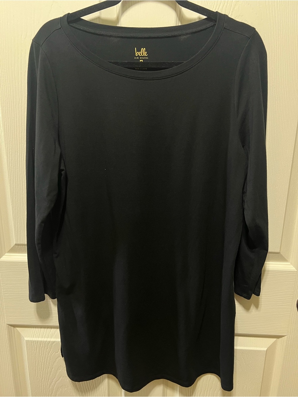 Belle by Kim Gravel TripleLuxe Black Long Sleeve Tunic Tee Medium - Picture 2 of 8